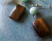 Tigereye and Amazonite Earrings
