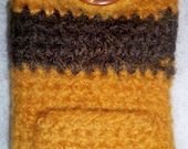 SALE - Gold and Brown iPod Touch or Classic Cozy Pouch FELTED wool