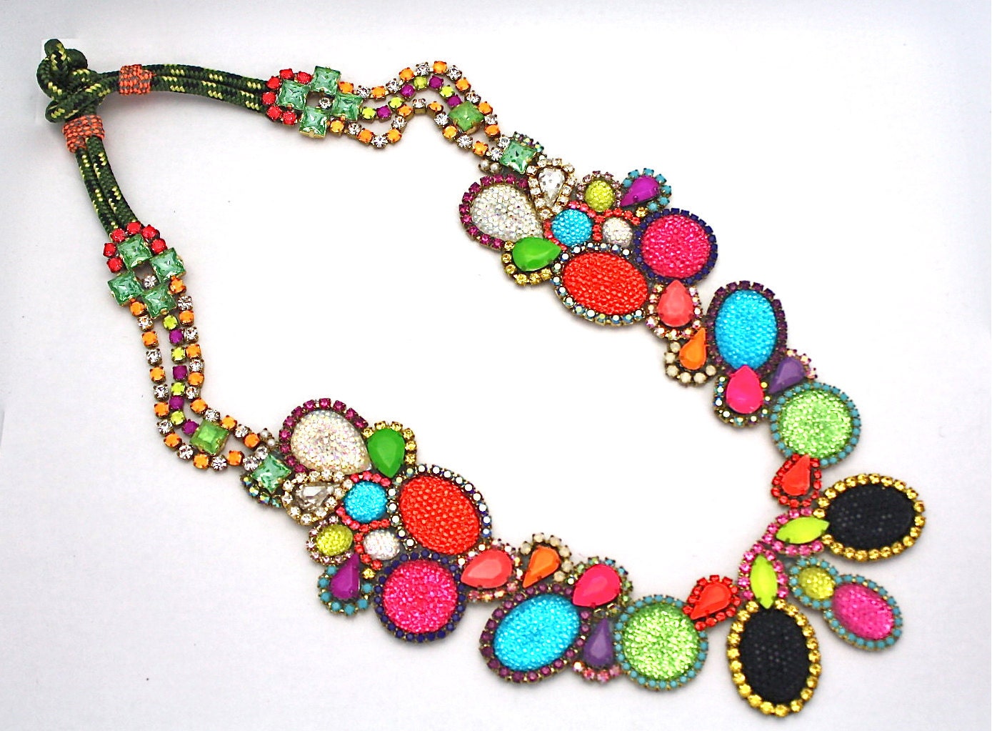Seurat in Color Block-  One of a Kind Statement Necklace