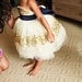 Gold Constellation Flower Girl Dress- Navy Blue Sash Example