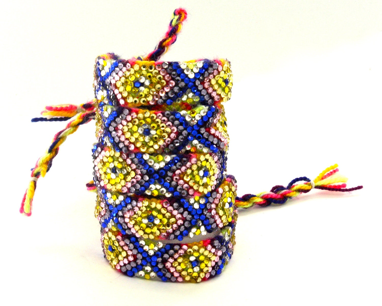 The Original Swarovski Crystal Friendship Bracelet- VanGogh Design (Yellow, Blue, Pink & Silver)