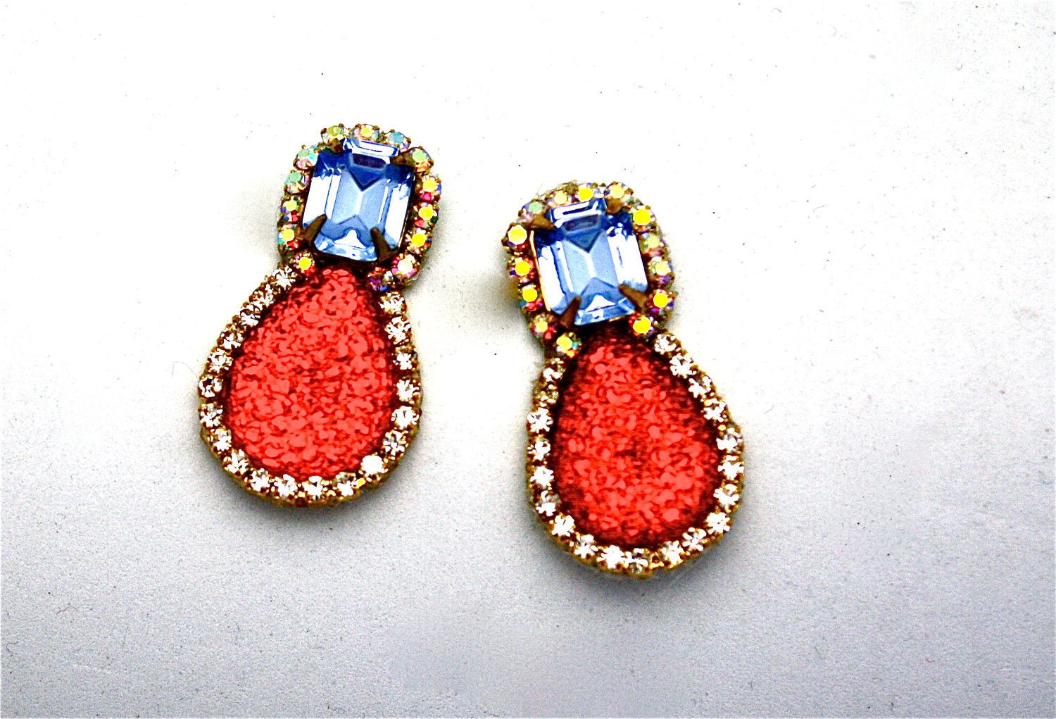 Mini One of a Kind Earrings- Hand Dyed Vintage Crystal Bubbles- Tracy