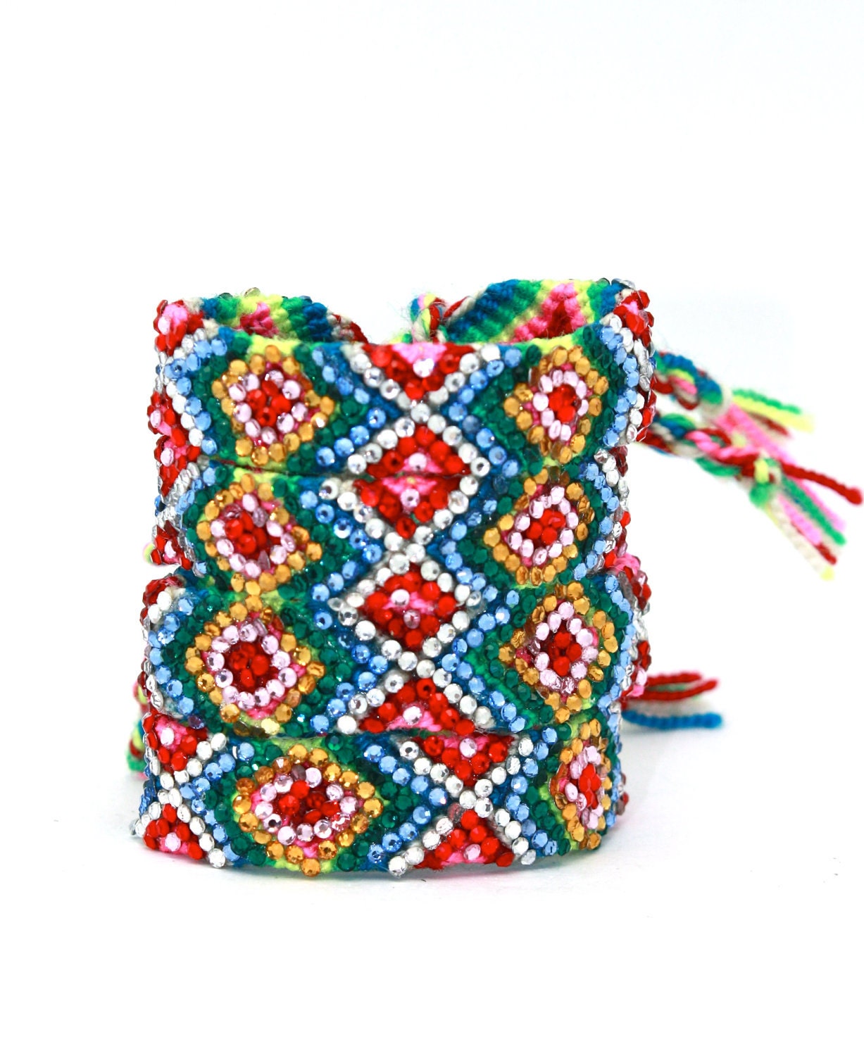 SALE- The Original Swarovski Crystal Friendship Bracelet- Stargazer Lily Design ( Blue, Pink, Green & Mustardr)