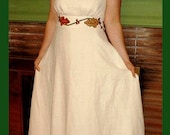 Custom Order Hemp Musling Wedding Gown with Leaf Appliques