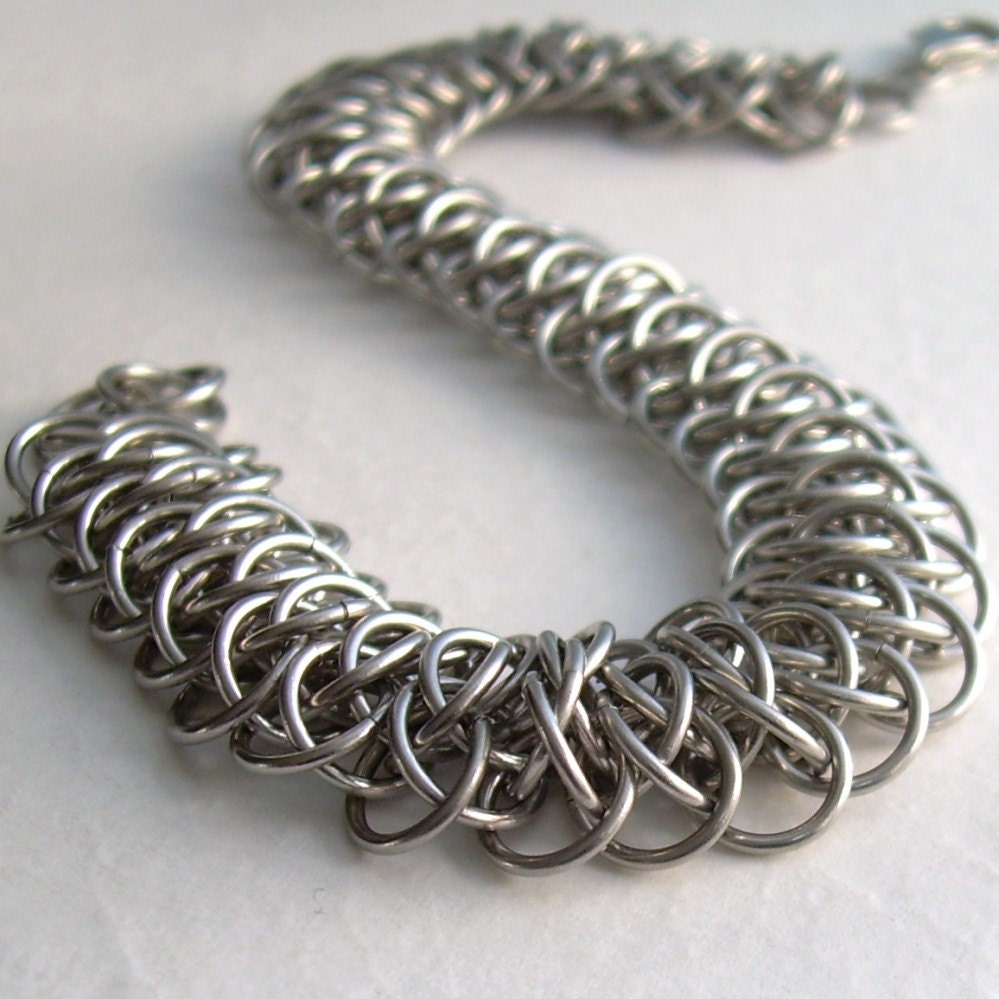 Viperscale Chain Mail Bracelet, Stainless Steel