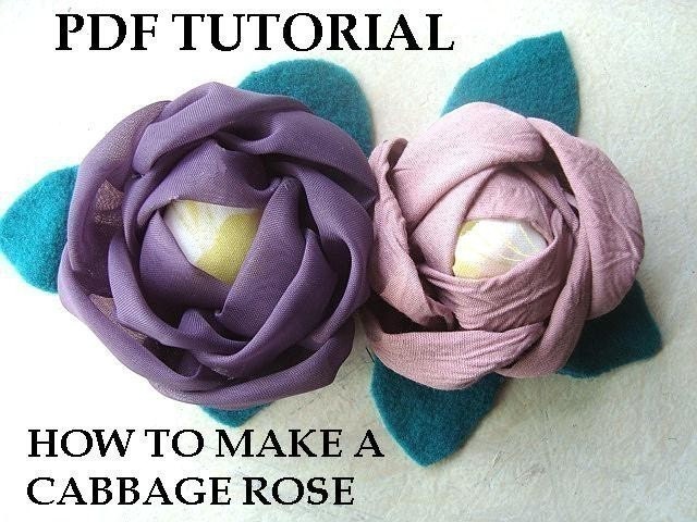 fabric flower tutorial, CABBAGE ROSE TUTORIAL num 78, No Sewing Machine required, patterns, accessories, ok to sell your finished flowers