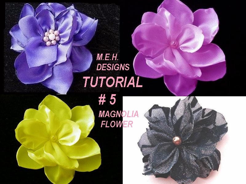 Fabric Flower TUTORIAL, num. 5, Magnolia type flowers, Bridal headpieces, Necklaces, or Broochs  make them to sell them no sewing machine