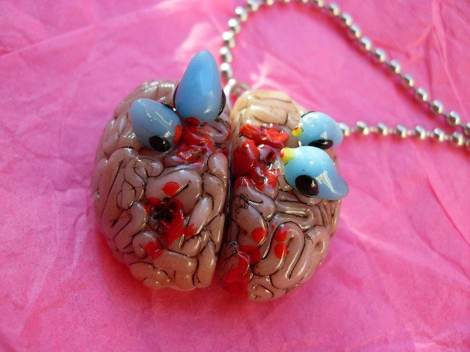 Birds Eating Brain Necklace
