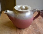 Hand thrown stoneware pink, white and grey small teapot for two