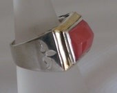 9K Gold And Silver with  Cherry Quarz Stone