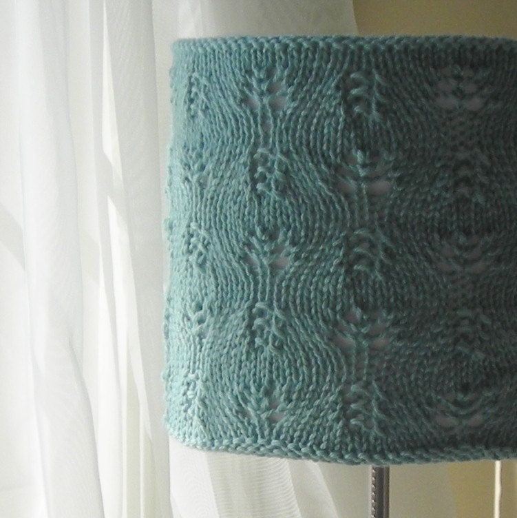 Lampshade Cover for Target Stick Lamp - hand knit lace in Beach Glass - lighting - lampshade cozy
