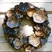 Black, white, cream, beige, paper flower wreath