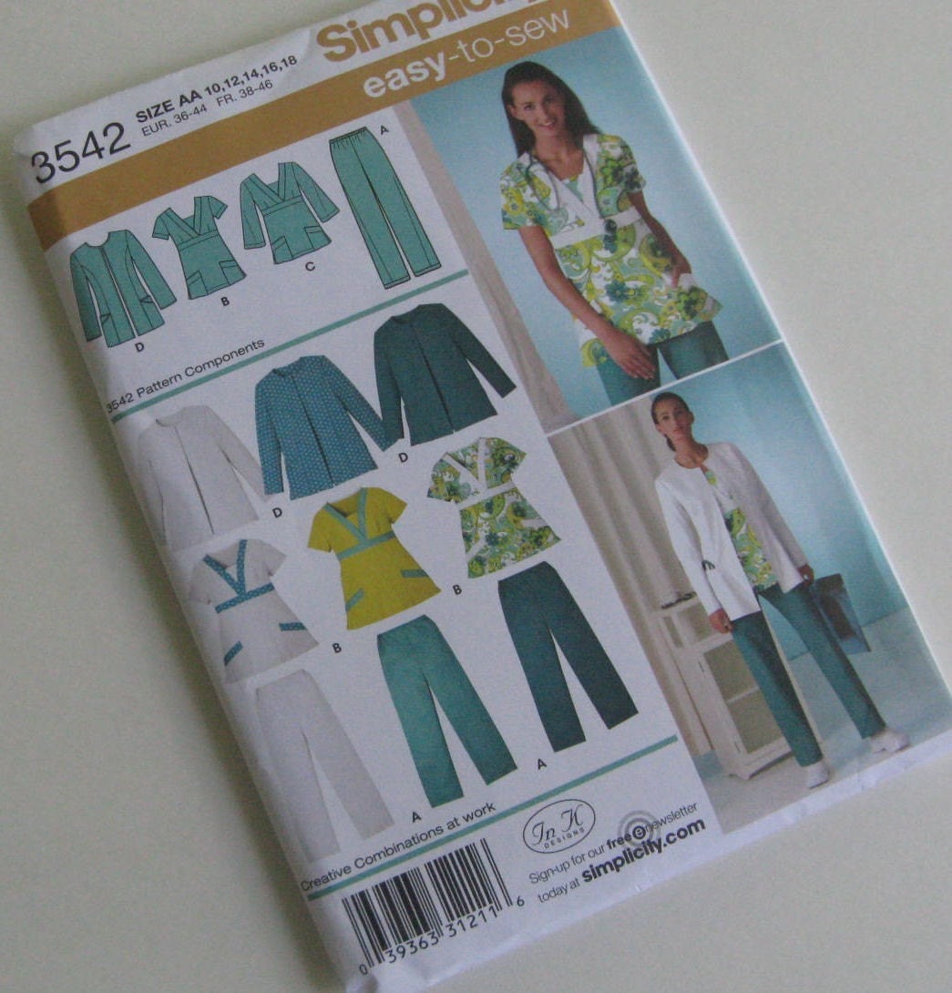 Simplicity Pattern Easy To Sew Scrubs Nurse Uniform