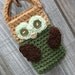 Owl Cell phone camera iPod holder case cozy crochet green, brown and tan