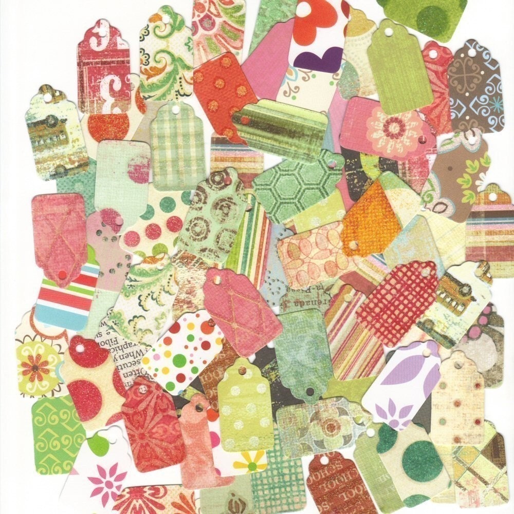 HANG TAGS - Assorted Cardstock Scallop Top Mini Die Cut Tags 200