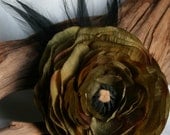 Arden Silk Flower Hair Fascinator with Feather Accent