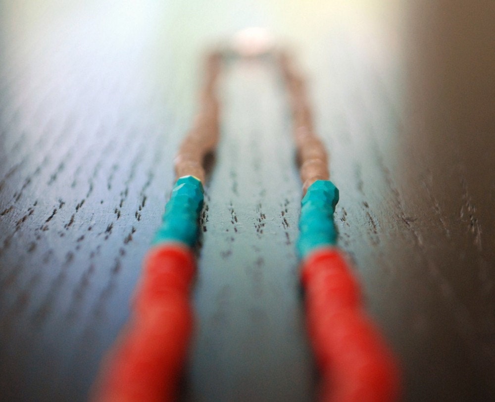 Colorblock long necklace - Turquoise, Coral & Jade stone hand knotted necklace //// C B . 0 3