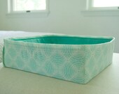 Modern Cat Bed in aqua and white geometric dots pattern
