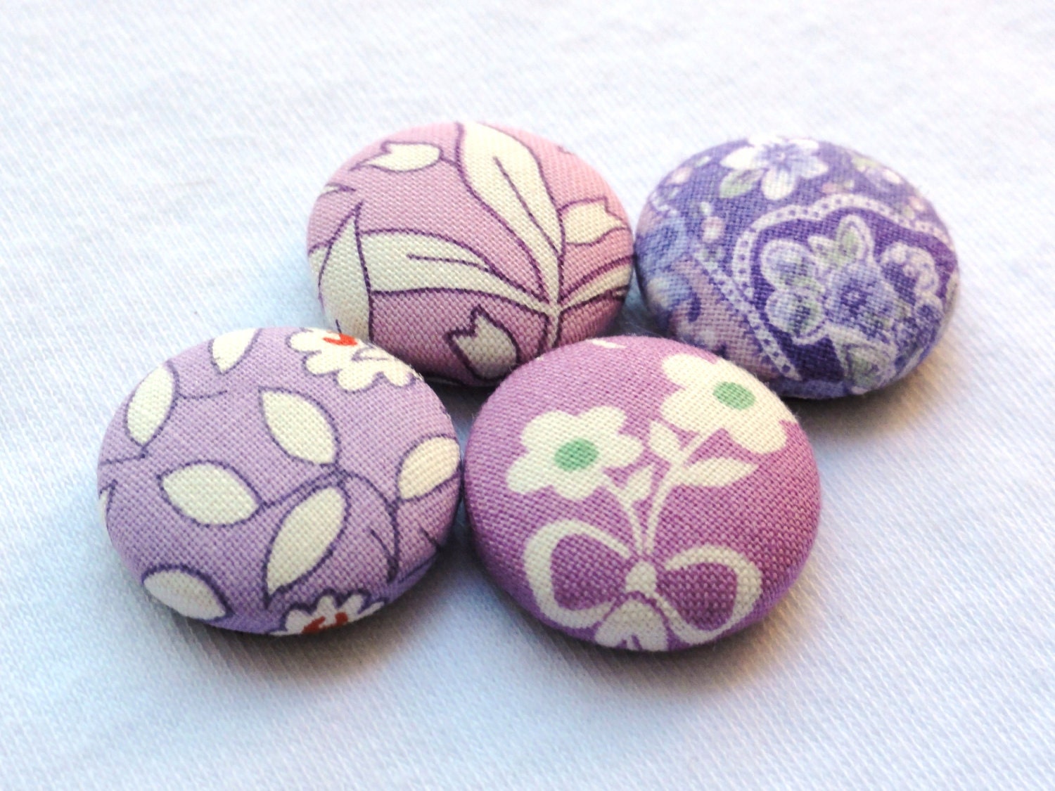 Lavender Floral Fabric Covered Button Magnets (set of 4)