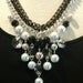 Bib necklace bubble statement necklace pearl and crystal necklace black and white mixed chains evening necklace-Belle Lumiere Necklace