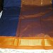 Indian South Silk Sari Fabric Navy Blue