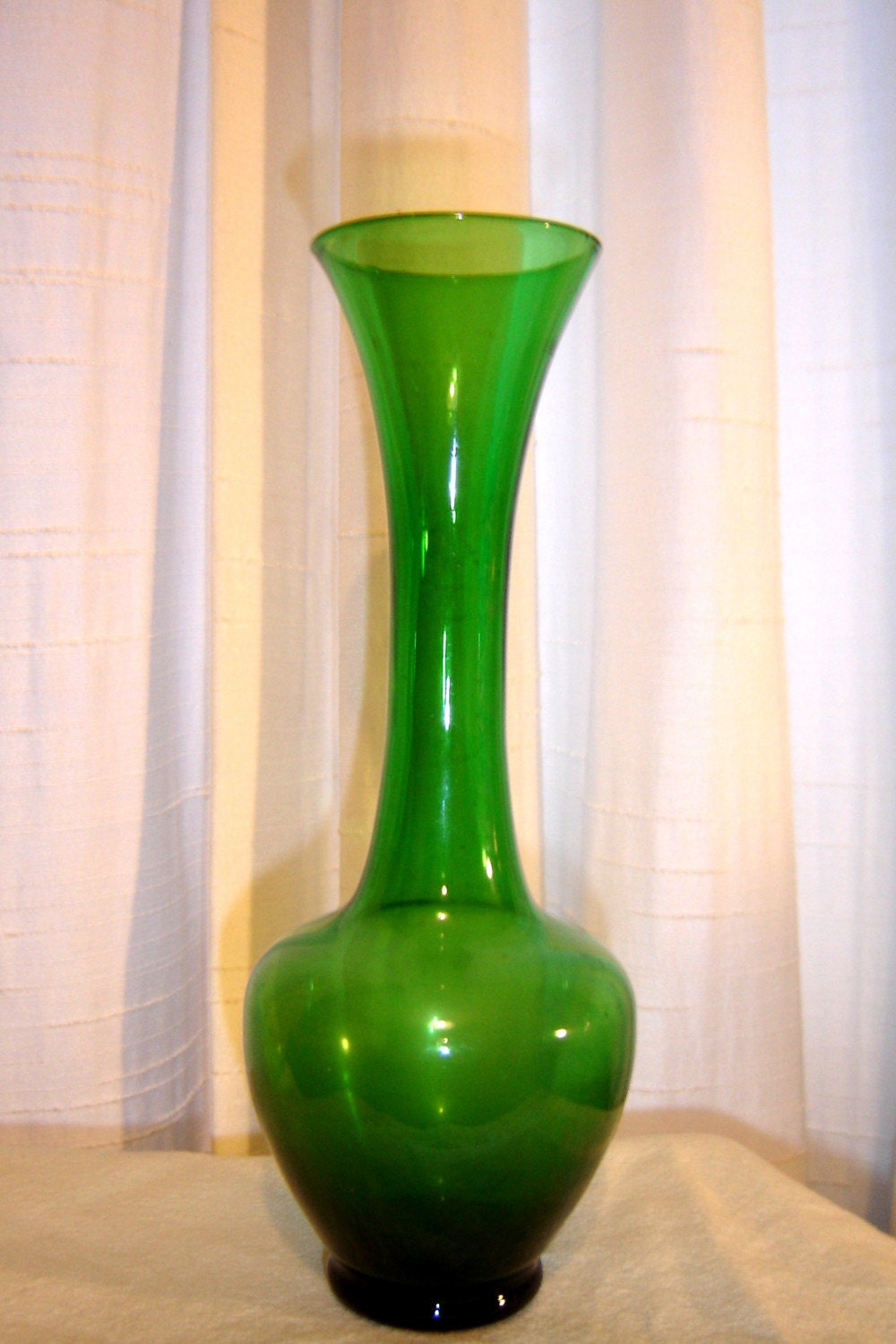 Items similar to Vintage Green Glass Vase Hand Blown Very Pretty on