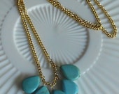 Turquoise Drops Necklace--Long