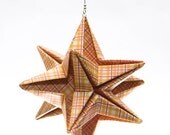 Orange Plaid 4 inch Origami Star Ornament