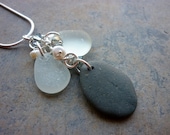Sea Glass Necklace  - Beach Stone Gray Seaglass