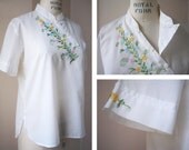 white cotton cheongsam blouse