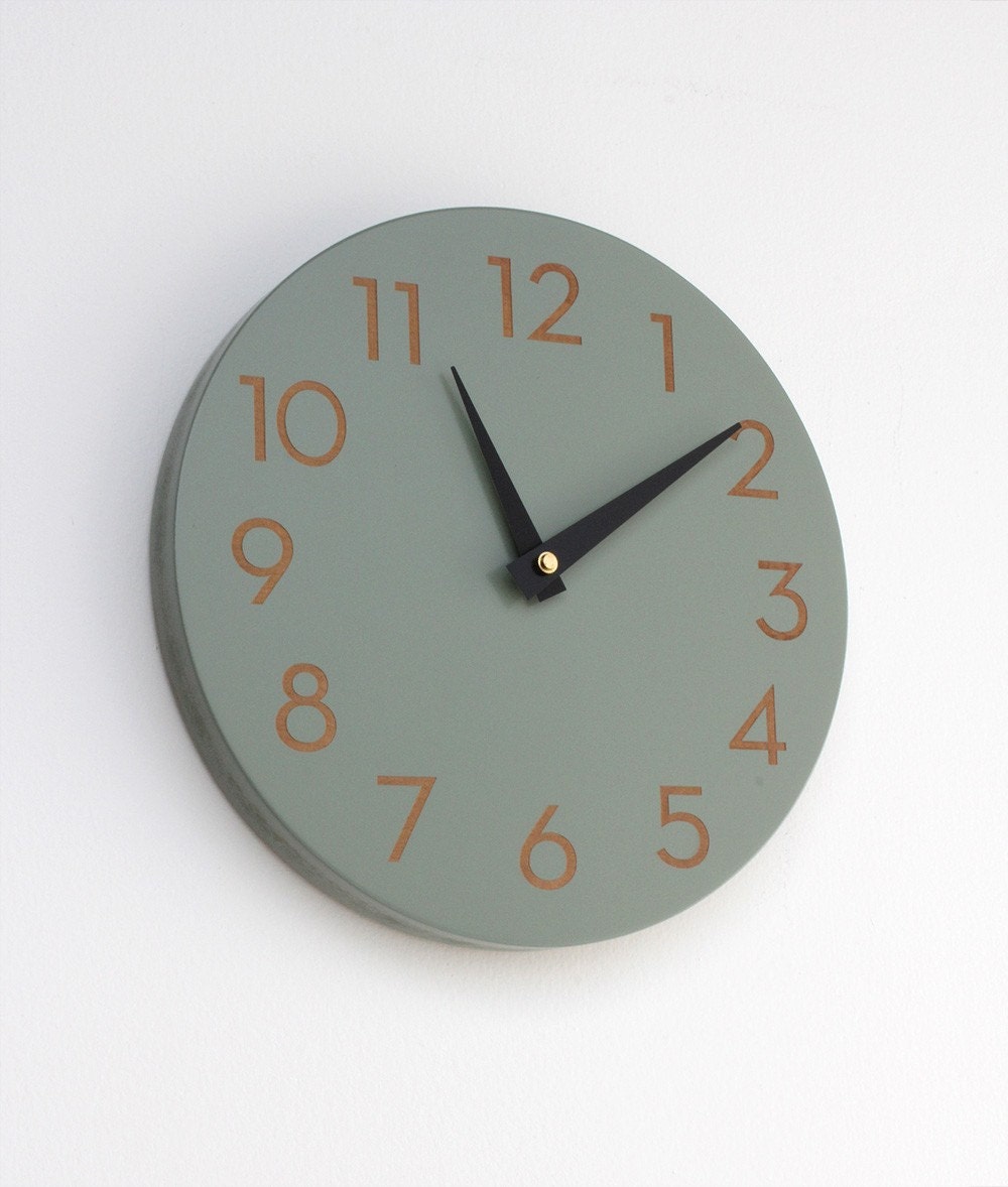 modern numbers clock ash grey