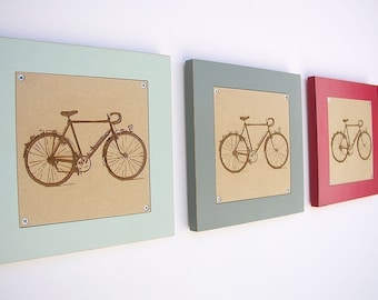 retro revival bicycle engraving SET OF 3