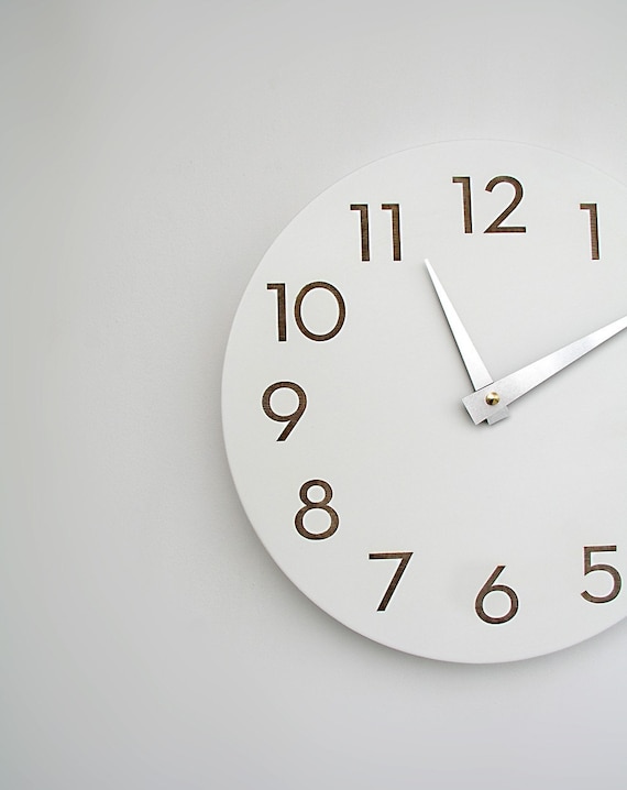 modern numbers clock simple white