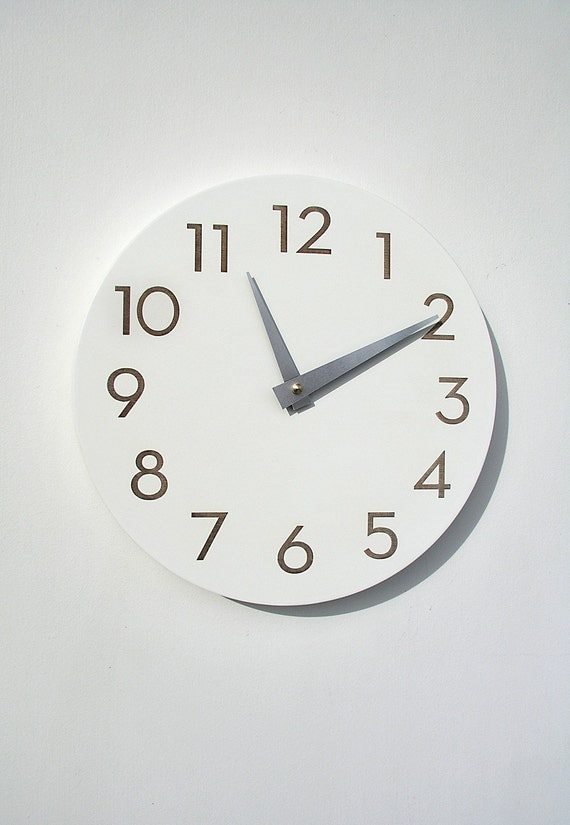 modern numbers clock simple white