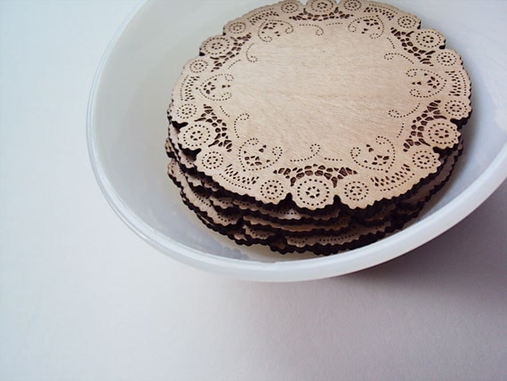 doily coasters - wood coasters - home & living