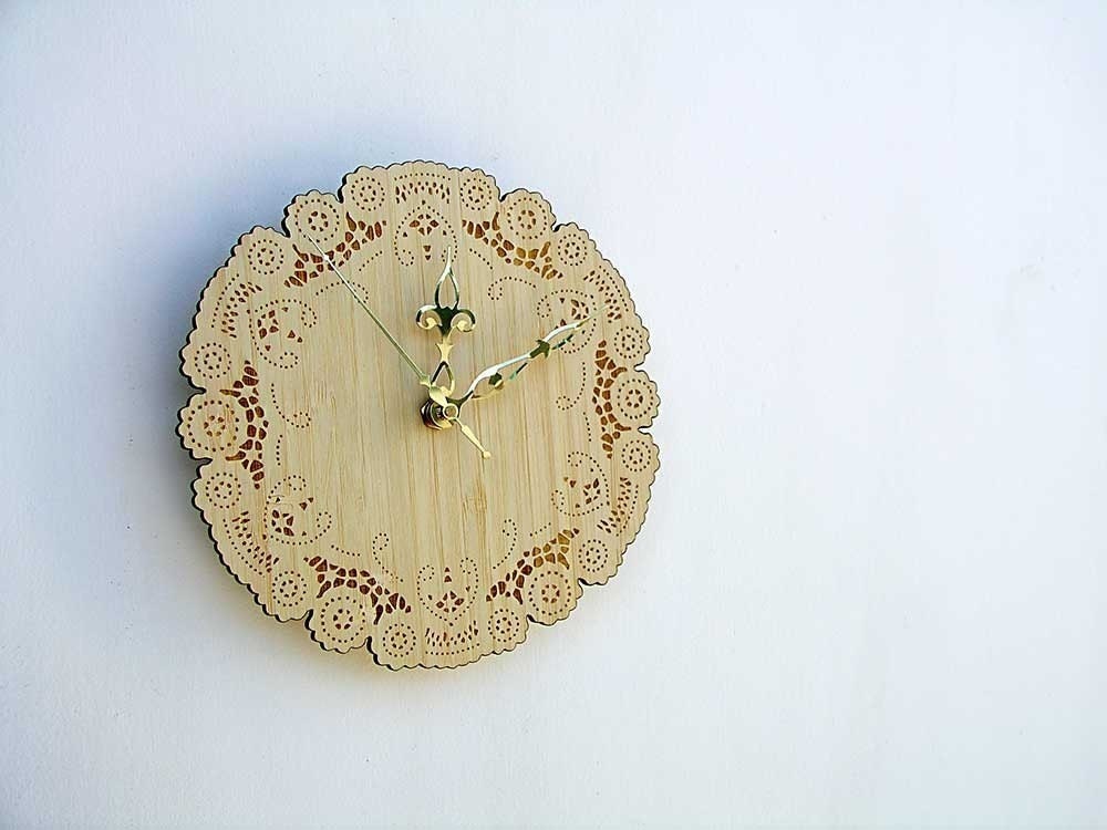 bamboo doily clock