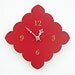 kitchen clock -  tiny scallop clock - scarlet, light blue, natural birch