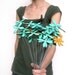 wood flowers - set of SIX - choose from aqua chartreuse red tangerine
