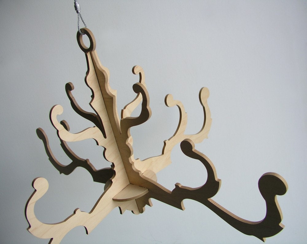 fancy chandelier in natural birch