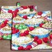 Apple Pie Quilted Pot Holders or Hot Pads Set of 2