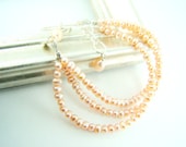 Pink pearl bracelet, triple strand petite...Triple in Pink