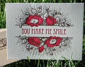 You Make Me Smile Letterpress Card