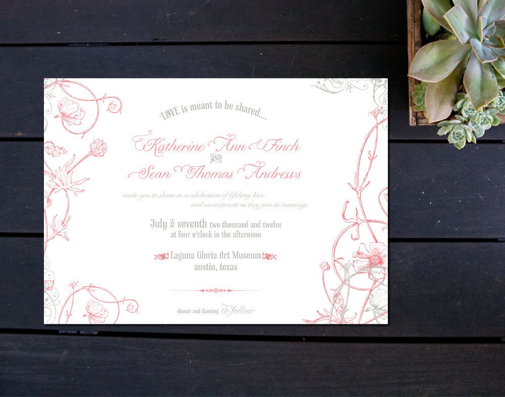 Personalized Wedding Invite Set with a Meadow Theme