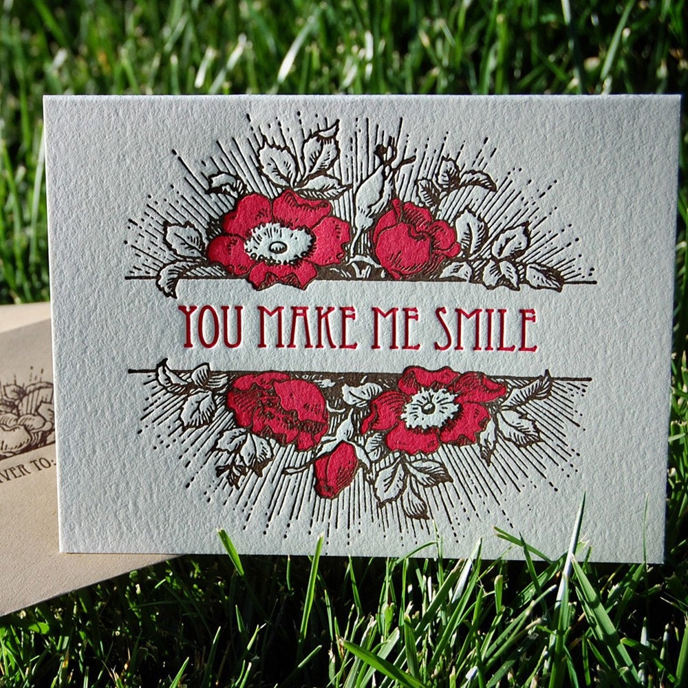 You Make Me Smile Letterpress Card