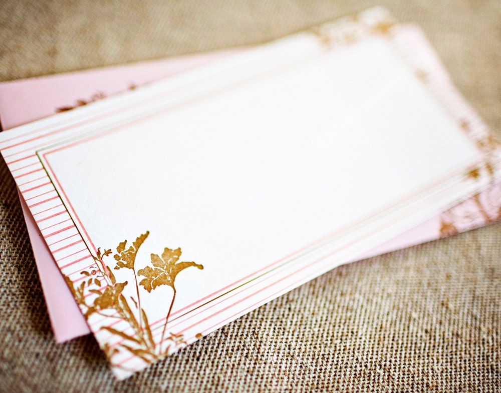 SALE - Letterpress Notes - Pea Pod Style