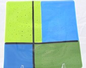 Green and Blue Glass Platter - Mondrian Style Platter