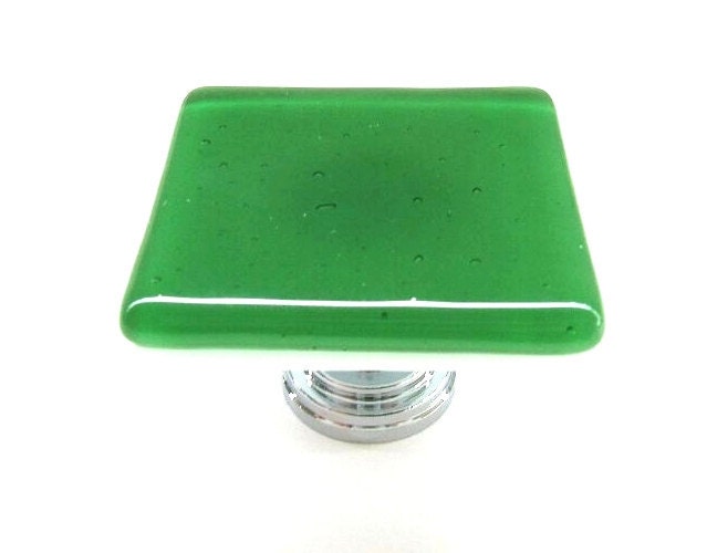 Kelly Green Fused Glass Cabinet Knob Hardware