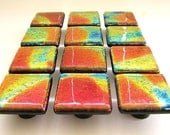 Glass Cabinet Knob in Hot Lava Dichroic Glass - Variety of Sizes Available