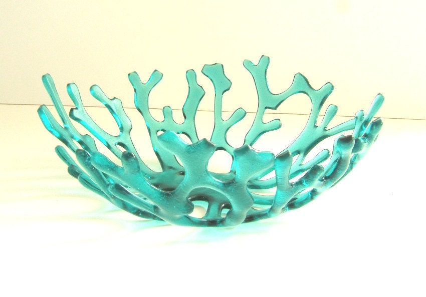Coral Bowl in White Art Glass - Coastal Living Decor