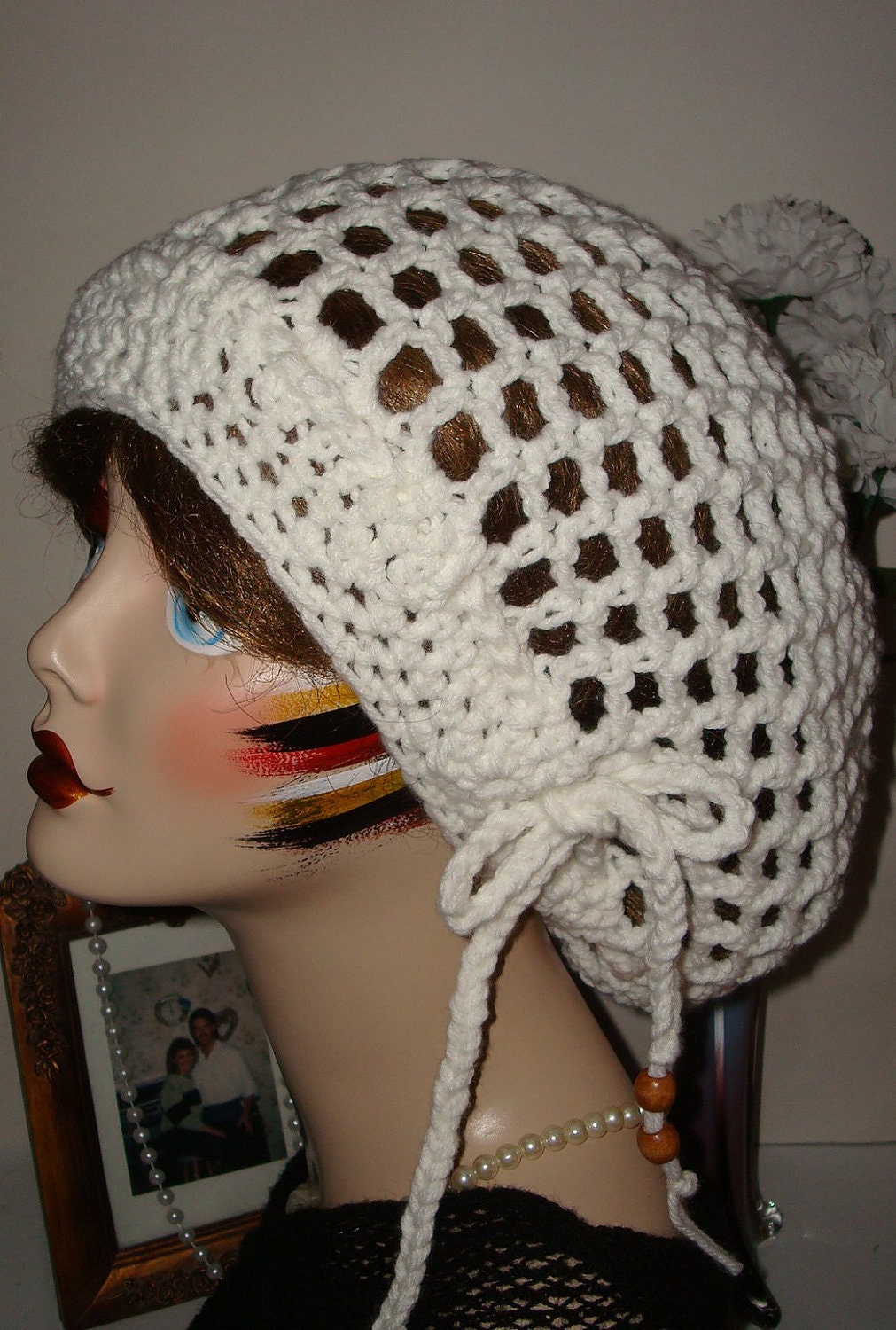 Unisex Hand Crocheted Slouchy Open Mesh Rasta Tams/ Great for Summertime and warmer months